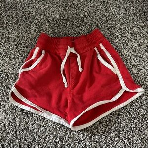MOTHER Red Athletic Shorts with White Trim